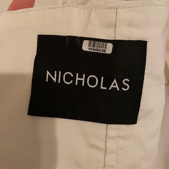 Nicholas Stripe Dress White Pleated Midi 8 - Picture 12 of 13